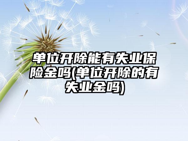 单位开除能有失业保险金吗(单位开除的有失业金吗)-第1张图片-海印网