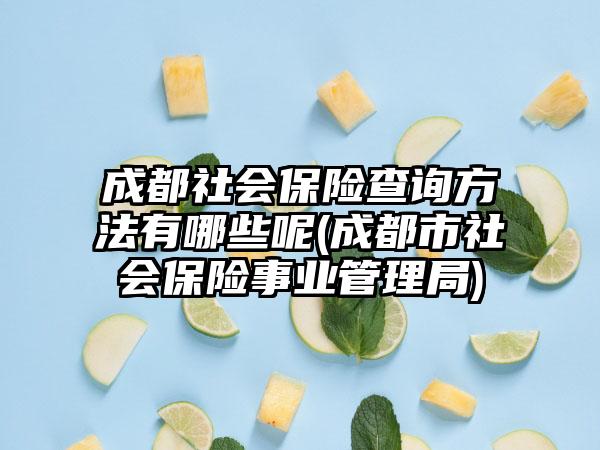 成都社会保险查询方法有哪些呢(成都市社会保险事业管理局)-第1张图片-海印网