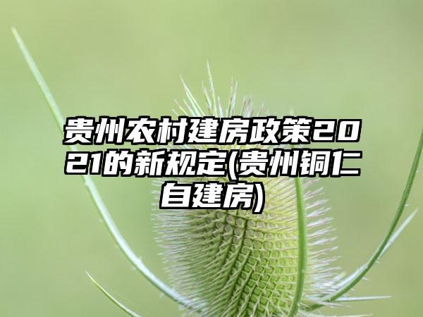 贵州农村建房政策2021的新规定(贵州铜仁自建房)-第1张图片-海印网