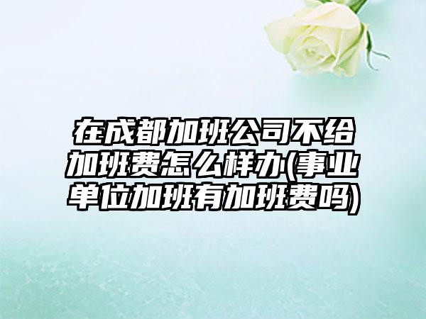 在成都加班公司不给加班费怎么样办(事业单位加班有加班费吗)-第1张图片-海印网