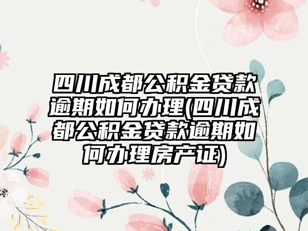 四川成都公积金贷款逾期如何办理(四川成都公积金贷款逾期如何办理房产证)-第1张图片-海印网