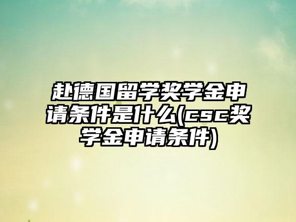 赴德国留学奖学金申请条件是什么(csc奖学金申请条件)-第1张图片-海印网