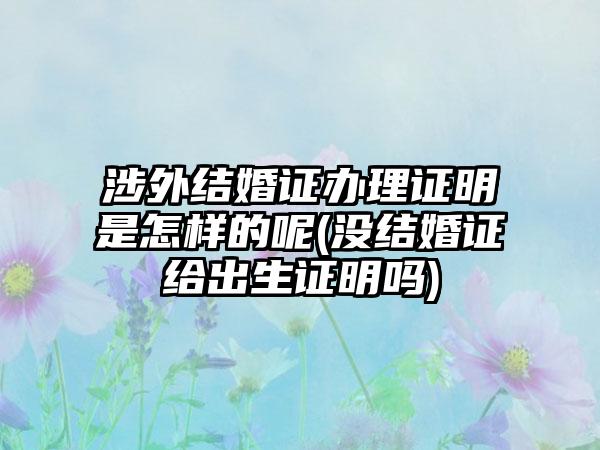 涉外结婚证办理证明是怎样的呢(没结婚证给出生证明吗)-第1张图片-海印网