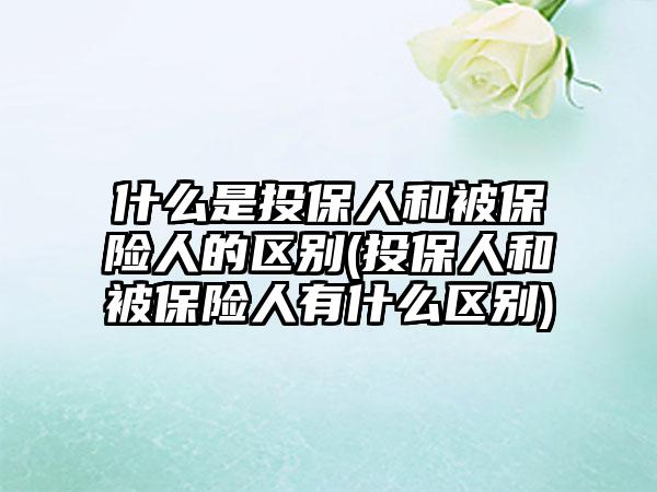 什么是投保人和被保险人的区别(投保人和被保险人有什么区别)-第1张图片-海印网