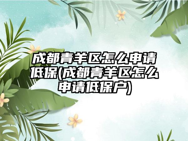 成都青羊区怎么申请低保(成都青羊区怎么申请低保户)-第1张图片-海印网