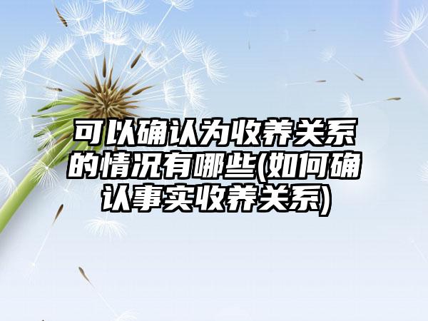 可以确认为收养关系的情况有哪些(如何确认事实收养关系)-第1张图片-海印网