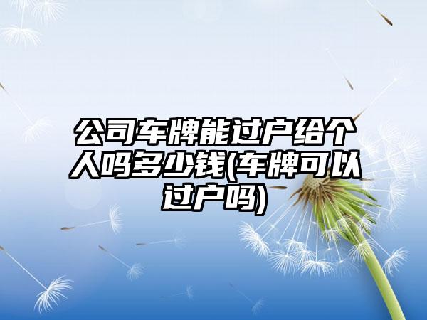 公司车牌能过户给个人吗多少钱(车牌可以过户吗)-第1张图片-海印网