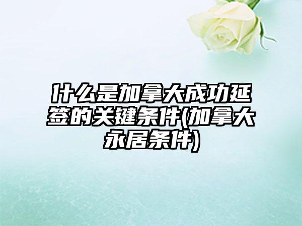 什么是加拿大成功延签的关键条件(加拿大永居条件)-第1张图片-海印网