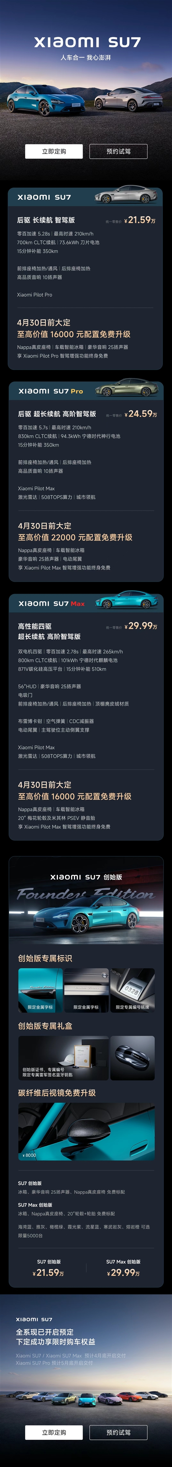 50万以内最好看、好开、智能的车！小米SU7一图看懂-第4张图片-海印网