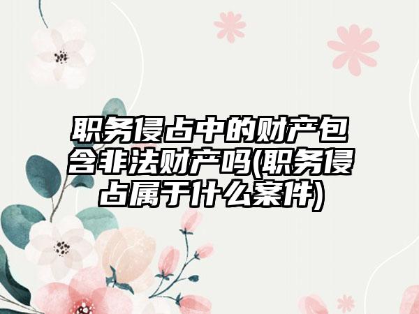 职务侵占中的财产包含非法财产吗(职务侵占属于什么案件)