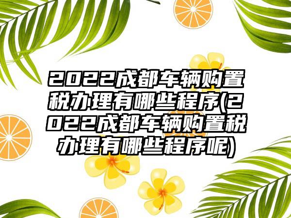 2022成都车辆购置税办理有哪些程序(2022成都车辆购置税办理有哪些程序呢)-第1张图片-海印网