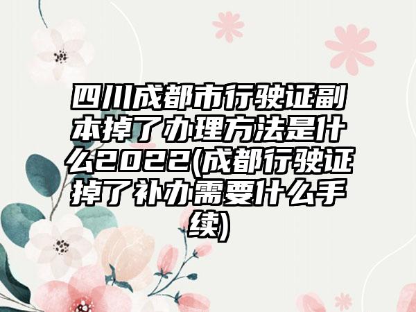 四川成都市行驶证副本掉了办理方法是什么2022(成都行驶证掉了补办需要什么手续)-第1张图片-海印网