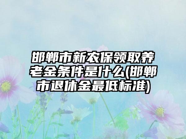 邯郸市新农保领取养老金条件是什么(邯郸市退休金最低标准)