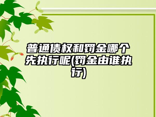 普通债权和罚金哪个先执行呢(罚金由谁执行)