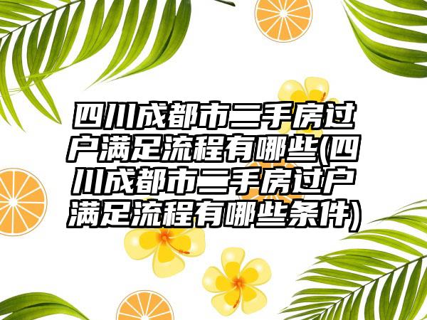 四川成都市二手房过户满足流程有哪些(四川成都市二手房过户满足流程有哪些条件)-第1张图片-海印网