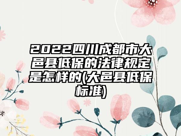 2022四川成都市大邑县低保的法律规定是怎样的(大邑县低保标准)-第1张图片-海印网