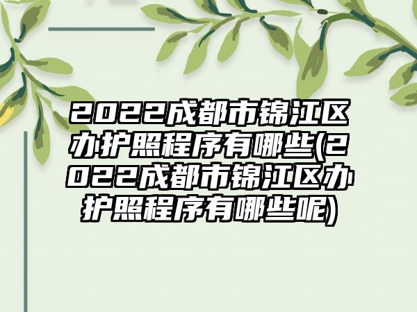 2022成都市锦江区办护照程序有哪些(2022成都市锦江区办护照程序有哪些呢)-第1张图片-海印网