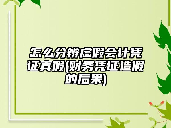 怎么分辨虚假会计凭证真假(财务凭证造假的后果)-第1张图片-海印网