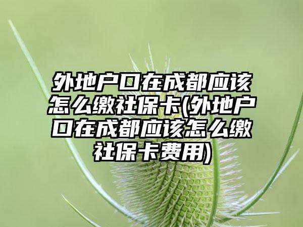 外地户口在成都应该怎么缴社保卡(外地户口在成都应该怎么缴社保卡费用)