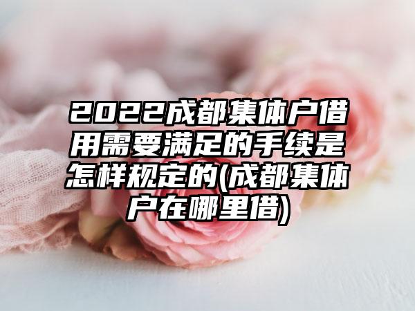 2022成都集体户借用需要满足的手续是怎样规定的(成都集体户在哪里借)-第1张图片-海印网