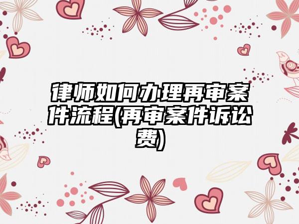 律师如何办理再审案件流程(再审案件诉讼费)-第1张图片-海印网