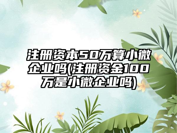 注册资本50万算小微企业吗(注册资金100万是小微企业吗)