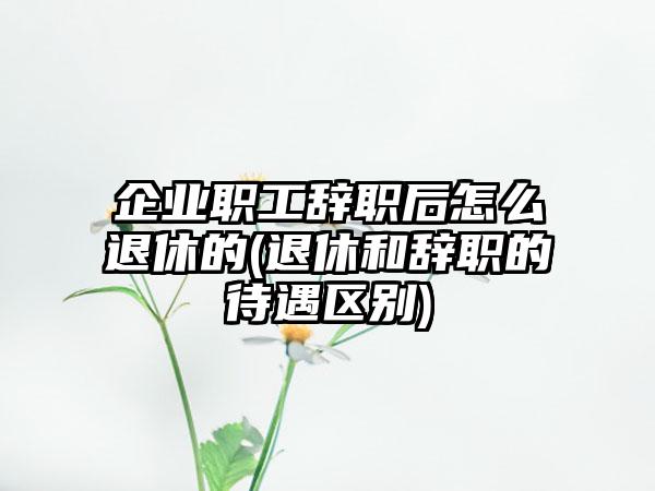 企业职工辞职后怎么退休的(退休和辞职的待遇区别)-第1张图片-海印网