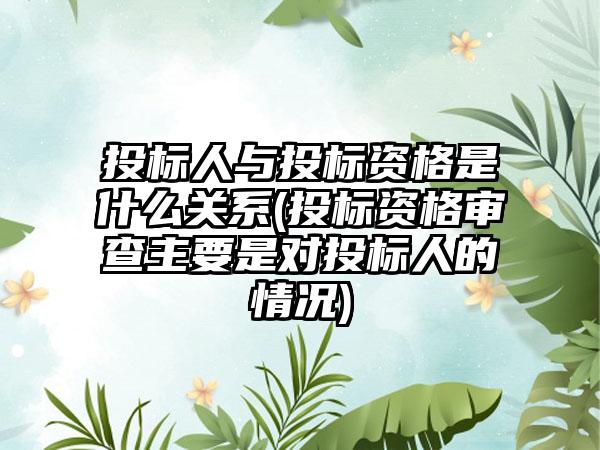 投标人与投标资格是什么关系(投标资格审查主要是对投标人的情况)-第1张图片-海印网