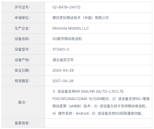 摩托罗拉 moto X50 Ultra 手机通过 3C 认证，三证齐全只待发布-第2张图片-海印网