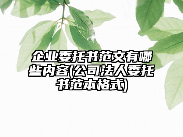 企业委托书范文有哪些内容(公司法人委托书范本格式)