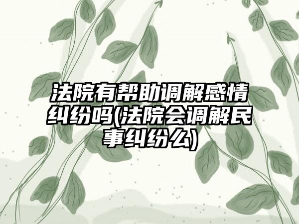 法院有帮助调解感情纠纷吗(法院会调解民事纠纷么)-第1张图片-海印网