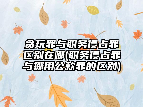 贪玩罪与职务侵占罪区别在哪(职务侵占罪与挪用公款罪的区别)