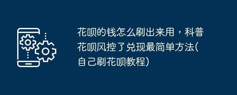 花呗的钱怎么刷出来用，科普花呗风控了兑现最简单方法(自己刷花呗教程)-第1张图片-海印网