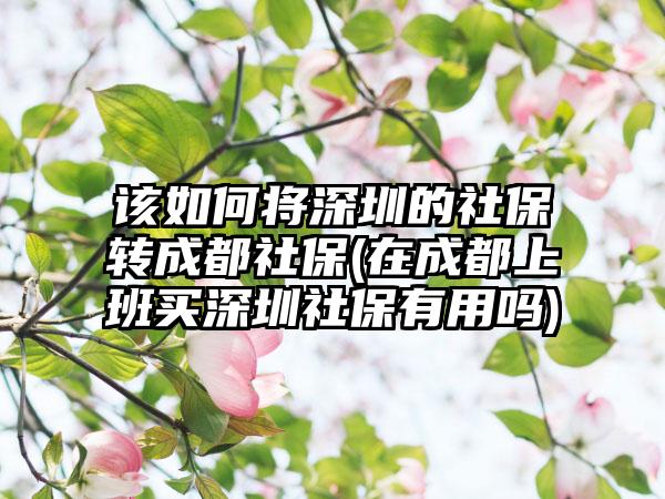 该如何将深圳的社保转成都社保(在成都上班买深圳社保有用吗)