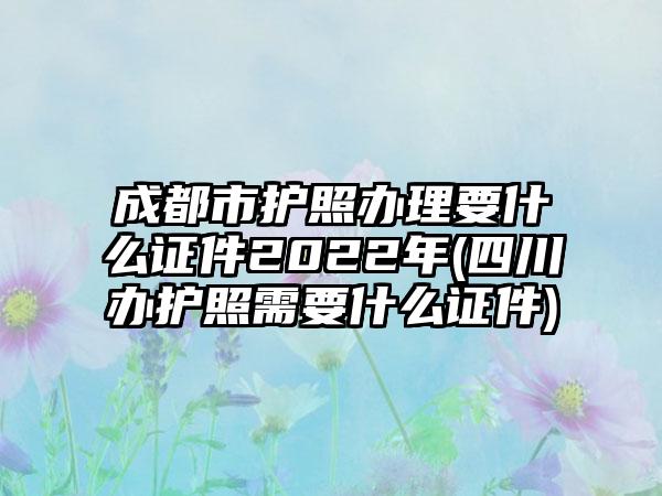 成都市护照办理要什么证件2022年(四川办护照需要什么证件)-第1张图片-海印网