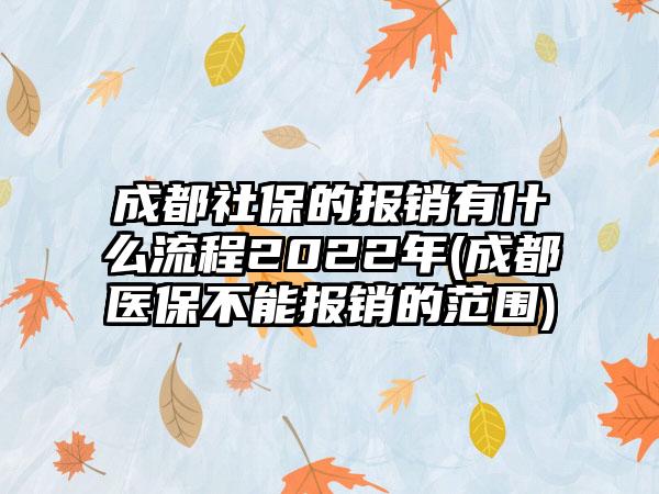 成都社保的报销有什么流程2022年(成都医保不能报销的范围)-第1张图片-海印网