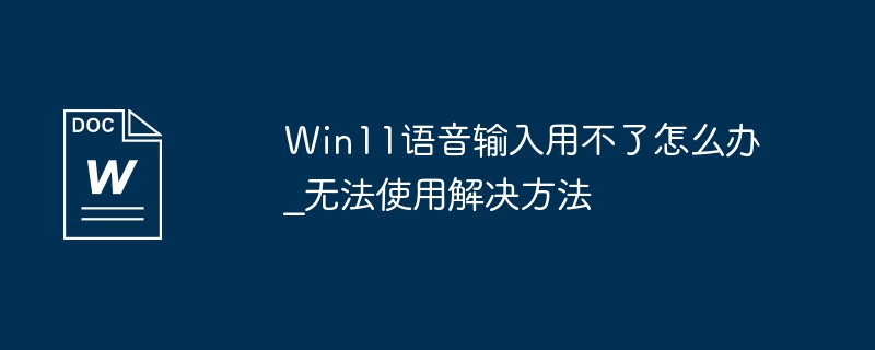 Win11语音输入用不了怎么办?无法使用解决方法-第1张图片-海印网