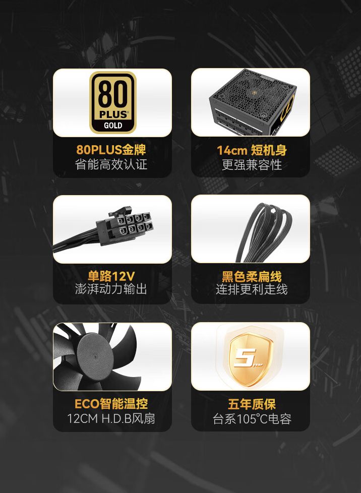 振华 ZILLION 650W 金牌全模电源 5 月 20 日开售，首发价 429 元-第2张图片-海印网