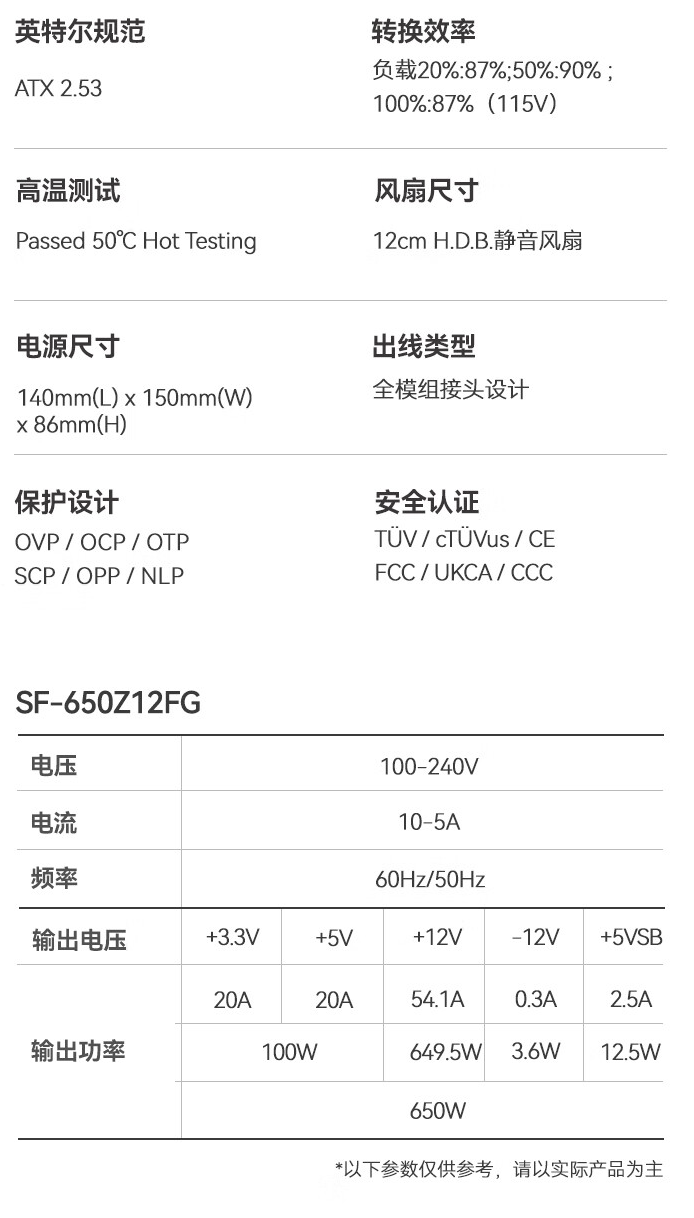 振华 ZILLION 650W 金牌全模电源 5 月 20 日开售，首发价 429 元-第6张图片-海印网