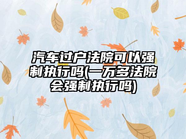 汽车过户法院可以强制执行吗(一万多法院会强制执行吗)