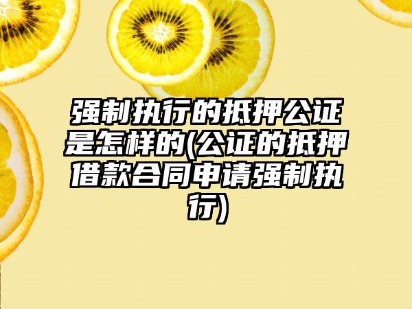 强制执行的抵押公证是怎样的(公证的抵押借款合同申请强制执行)