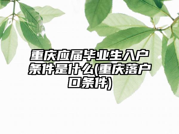 重庆应届毕业生入户条件是什么(重庆落户口条件)