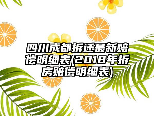 四川成都拆迁最新赔偿明细表(2018年拆房赔偿明细表)-第1张图片-海印网