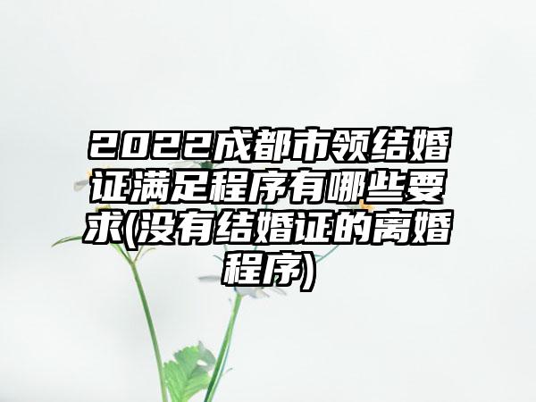 2022成都市领结婚证满足程序有哪些要求(没有结婚证的离婚程序)-第1张图片-海印网