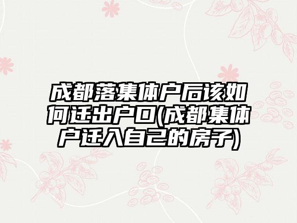 成都落集体户后该如何迁出户口(成都集体户迁入自己的房子)-第1张图片-海印网