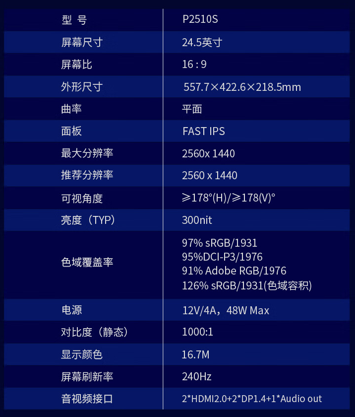 泰坦军团“P2510S”24.5 英寸显示器上架开售：2K 240Hz，1599 元-第6张图片-海印网