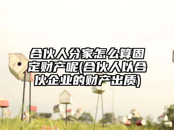 合伙人分家怎么算固定财产呢(合伙人以合伙企业的财产出质)-第1张图片-海印网