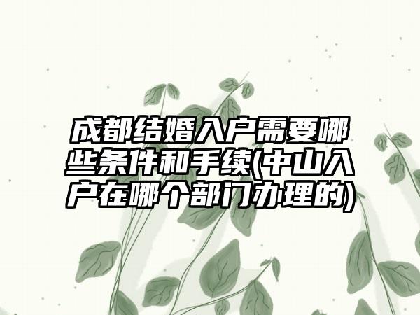 成都结婚入户需要哪些条件和手续(中山入户在哪个部门办理的)-第1张图片-海印网