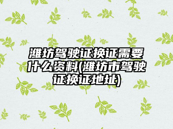 潍坊驾驶证换证需要什么资料(潍坊市驾驶证换证地址)-第1张图片-海印网