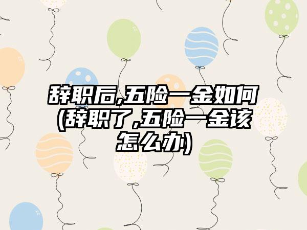 辞职后,五险一金如何(辞职了,五险一金该怎么办)